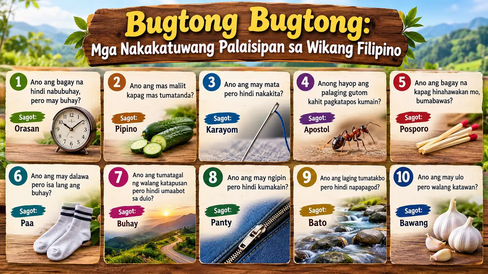 Bugtong Bugtong Mga Nakakatuwang Palaisipan sa Wikang Filipino